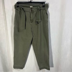 A New Day Olive Green Belted Denim Pants Size 10‎